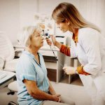 Measuring eye pressure in women over 50 years of age